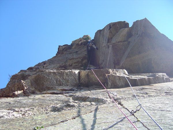 Caroux surplomb sortie Directe Blanc Pilier du Bosc