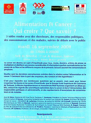 affiche conférence aliment cancer