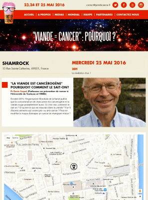 affiche conférence viande cancer Pint of Science Lyon