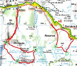 clik: trajet raid sur carte Michelin-343 Puymorens Font Romeu